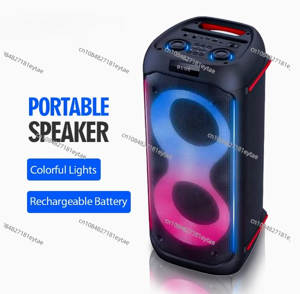 Party Box 710 New Dual 8inch High Power Blue tooth Speaker Wireless Microphone High Volume Audio 40W Portable Trolley Speaker