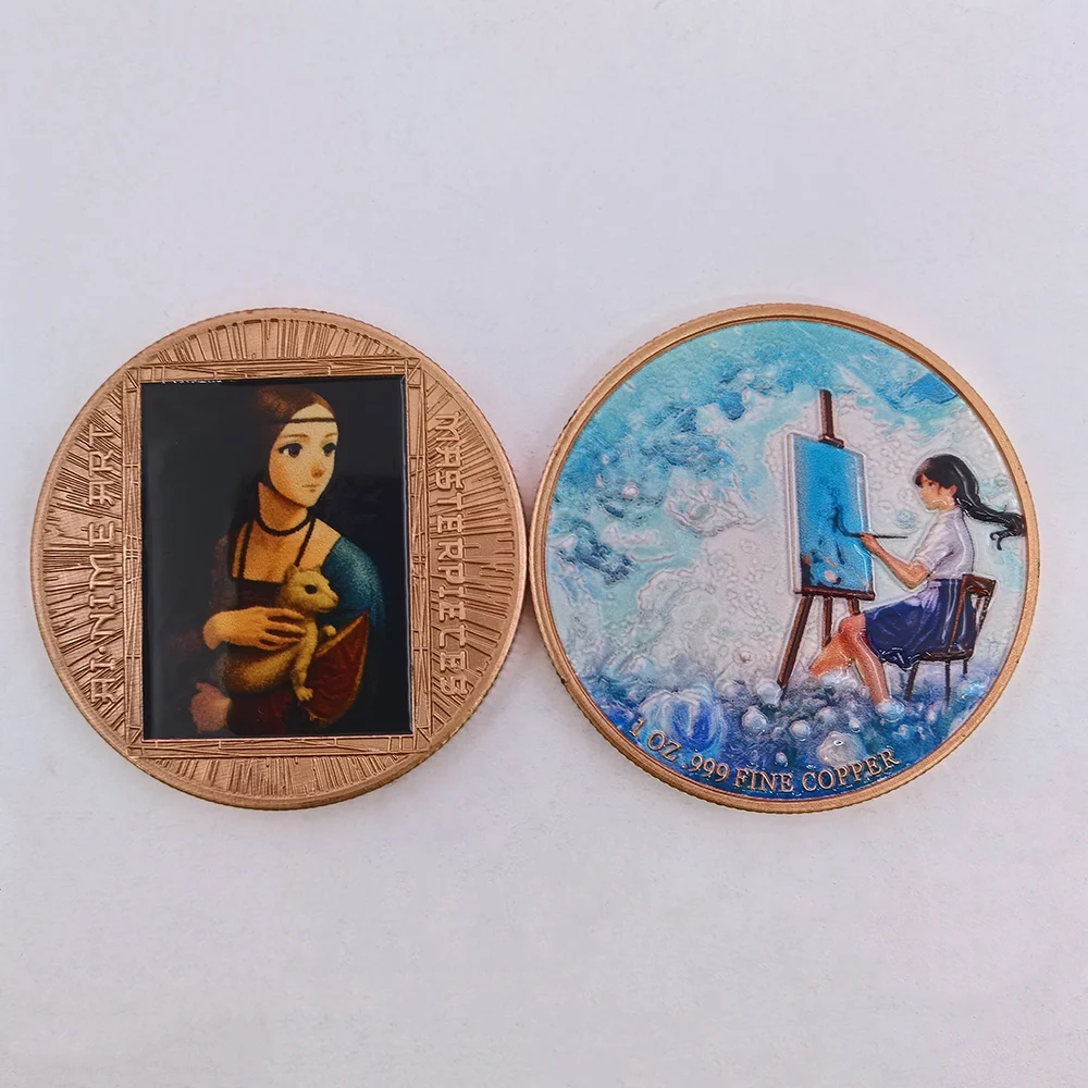 5 Designs 1OZ Famous World Painting Anime Style .999 Pure Commemorative Coin Mona Lisa Van Gogh Collectible Art Souvenir Gift