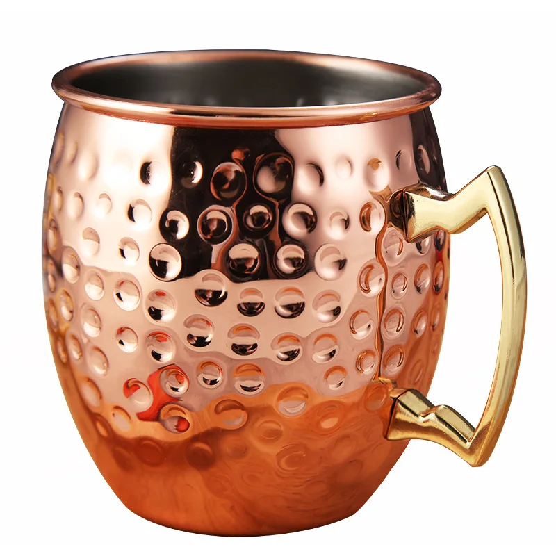 Moscow Mule Cup Copper Plating Cup 304 Stainless Steel Mug Cocktail Glass Beer Steins