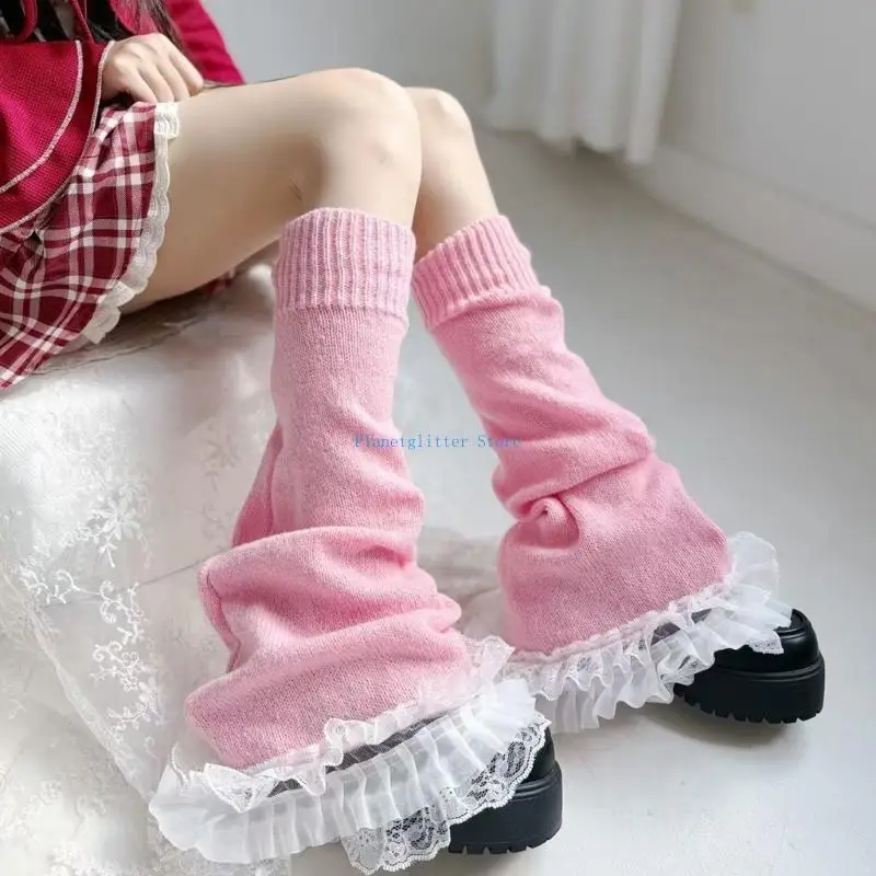652B Urocze, falbankowe ocieplacze na nogi Dziane nakładki na buty Skarpetki na imprezę Cosplay