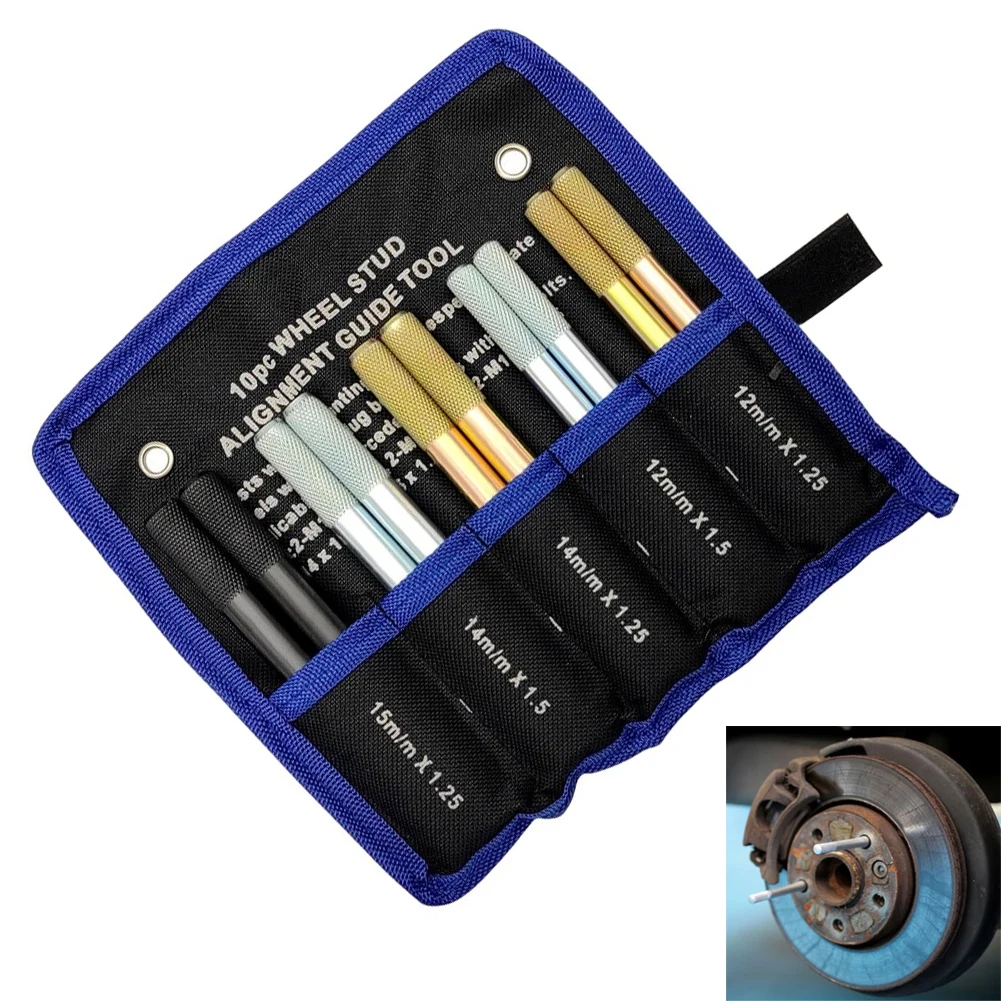 1set Car Wheel Hanger Alignment Pin Guide Tool Set 5-Metric Size Set: 2* For M14*1.25, 2* For M14*1.5,2* For M15*1.25 Pins