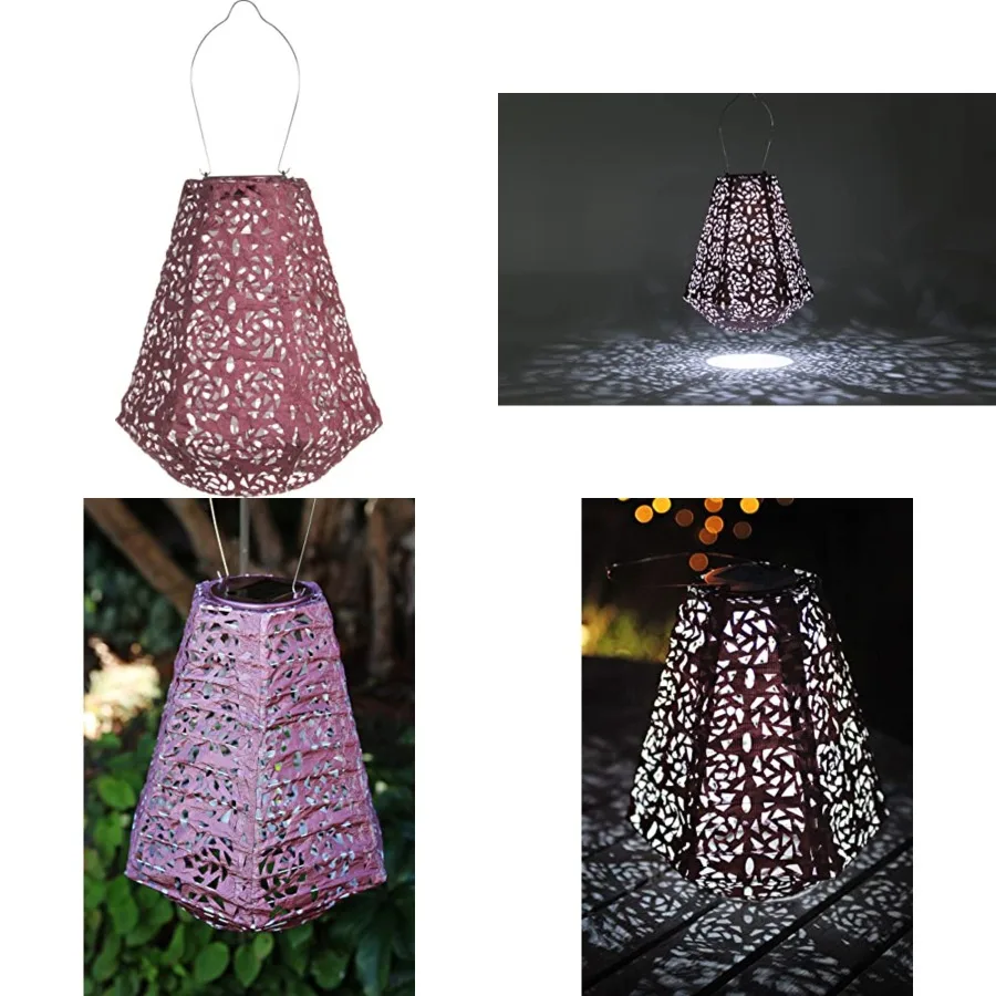 

Solar Lantern, 11" LED Outdoor Light, Handmade with Weather-Resistant UV Treated Fabric, Stainless Steel Hardware, Auto Sensor