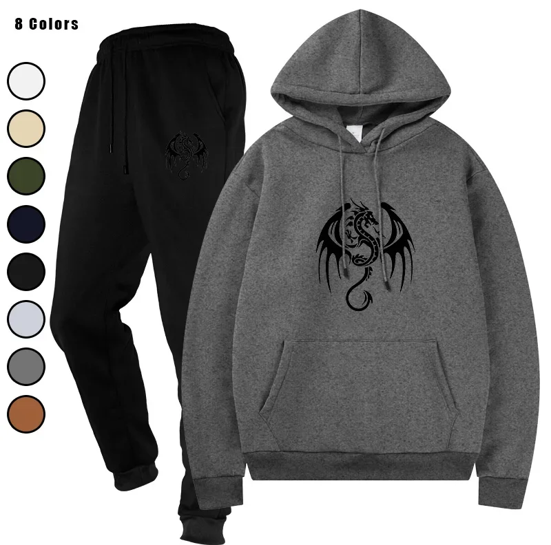 

Men's Autumn Winter Daily Comfort Printed Hoodies Sweatpants Tracksuit Casual Sporty Jogger Suits Warm Home Outdoor Outfits