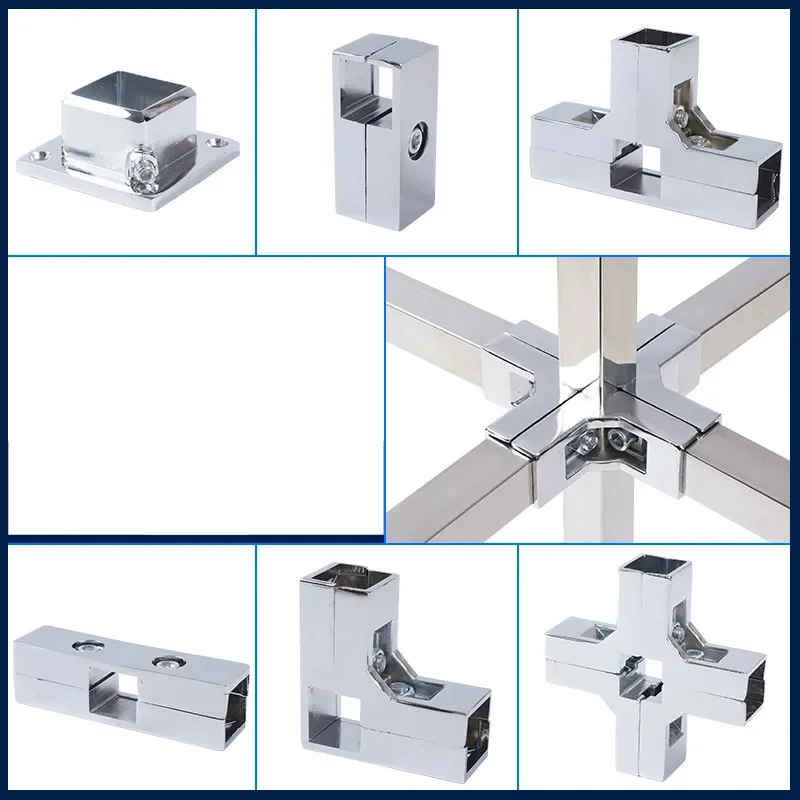 4pcs Furniture Connector Hardware Accessories Three-way Four-way Two-way Square Pipe Connector Shelf Fixing Tools Fasteners