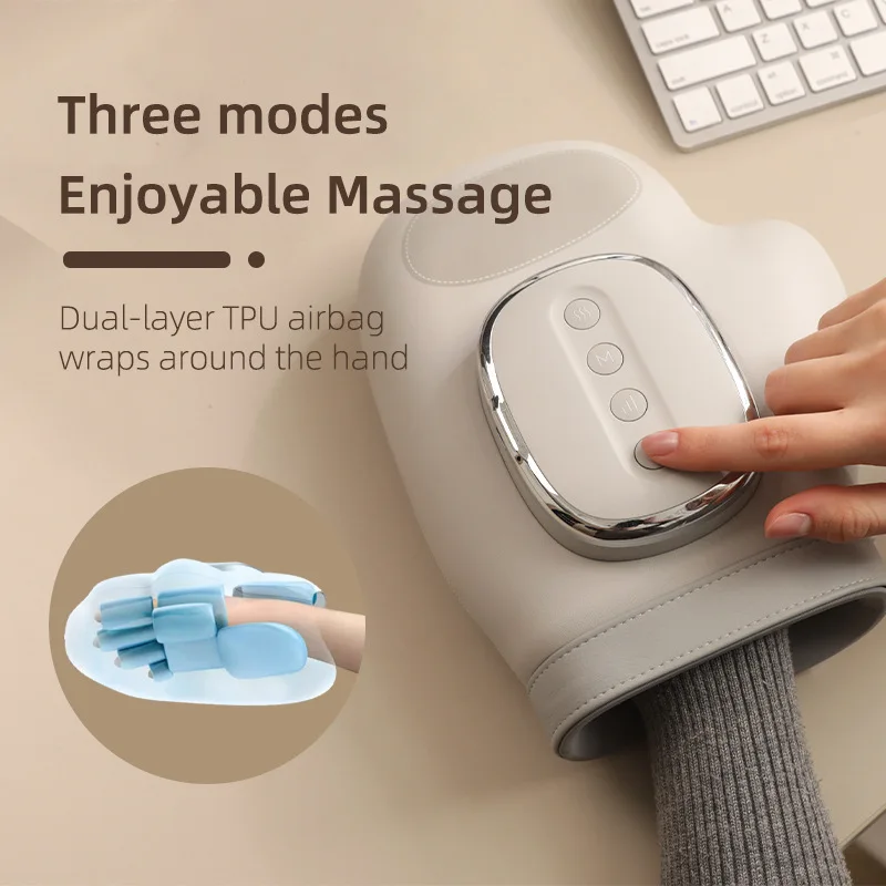 

Newest Portable Electric Hand Massager with Heat Compression Cordless Glove Massage Fingers Palm Full Wrapped Relaxation