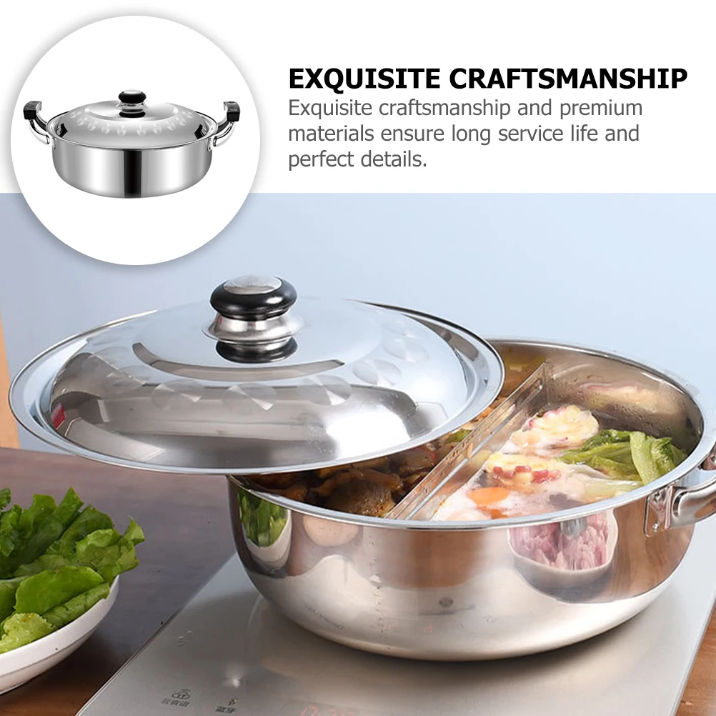 

Duck Pot 28cm Divided Stainless Steel Pot Fondue Pan Stainless Steel Cooker Double Flavor Easy Clean Kitchen Barware
