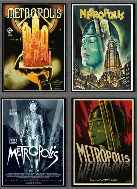 Retro Metropolis Movie, Print Art Canvas Poster, For Living Room Decor, Home Wall Picture