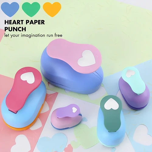 Perforadora de agujeros en forma de corazón de Color aleatorio, 8/16/25/38/50mm, perforadora artesanal para álbum de recortes