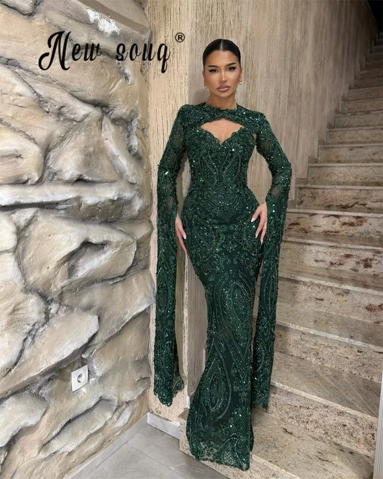emerald green cape dress One Shoulder Cape Sleeve Maxi Dress - Emerald Green main image 0