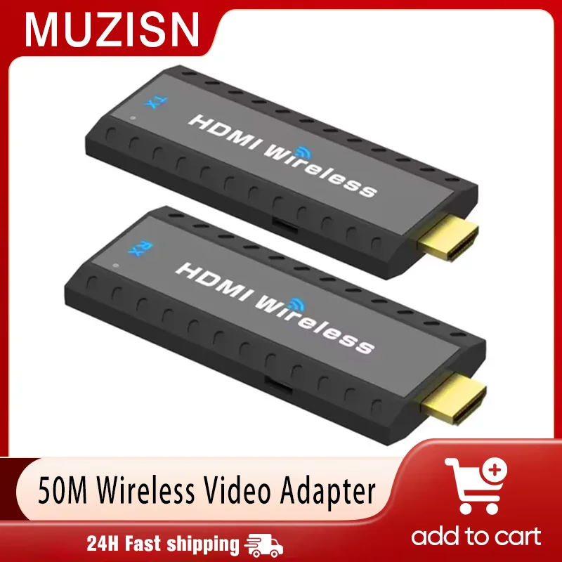 

50M Wireless Transmission Video Transmitter and Receiver HDMI-Compatible Extender Display Adapter Cable Screen Mirror for Camera