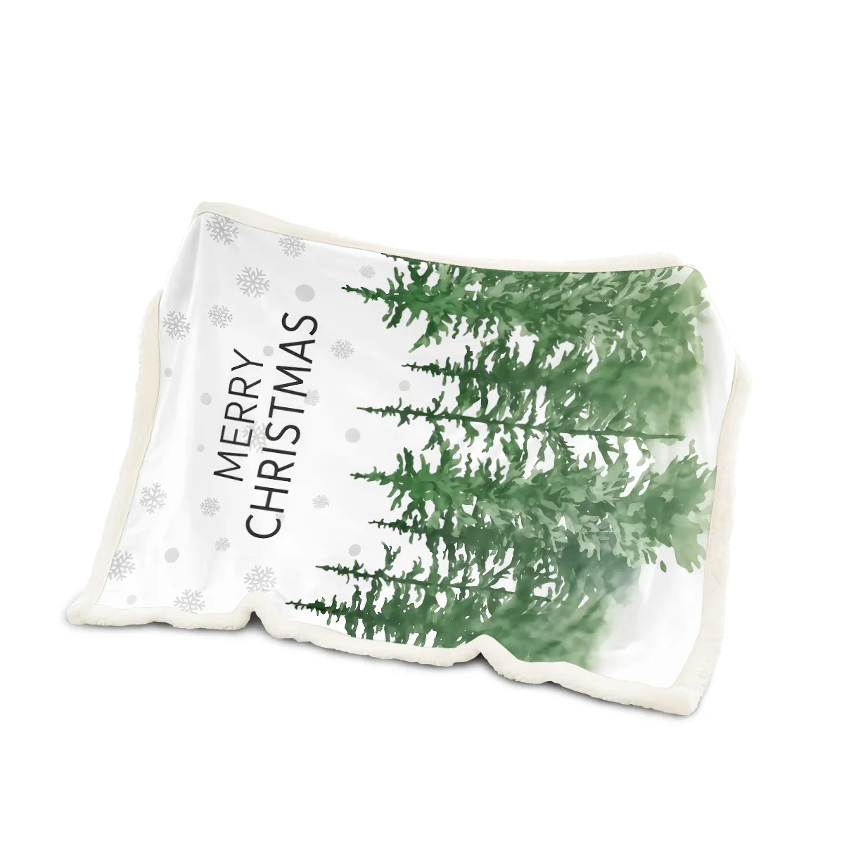 1pc Green Christmas Tree Print Imitation Lamb Wool Blanket, Multi Size Living Room Sofa, Nap Blanket, Soft and Machine Washable