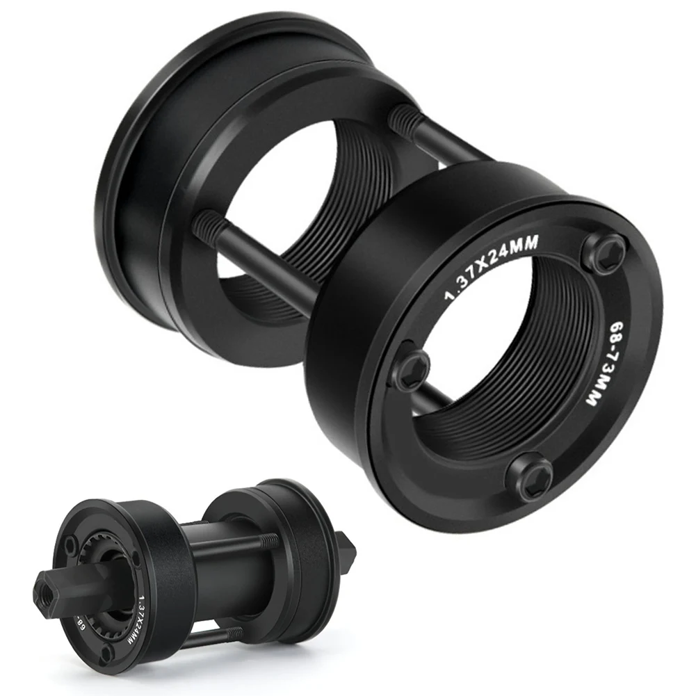 Aluminum Alloy Bike Bottom Bracket Conversion Kit 68-73mm Adjustable Length CNC Machined Eccentric BB Adaptor Black