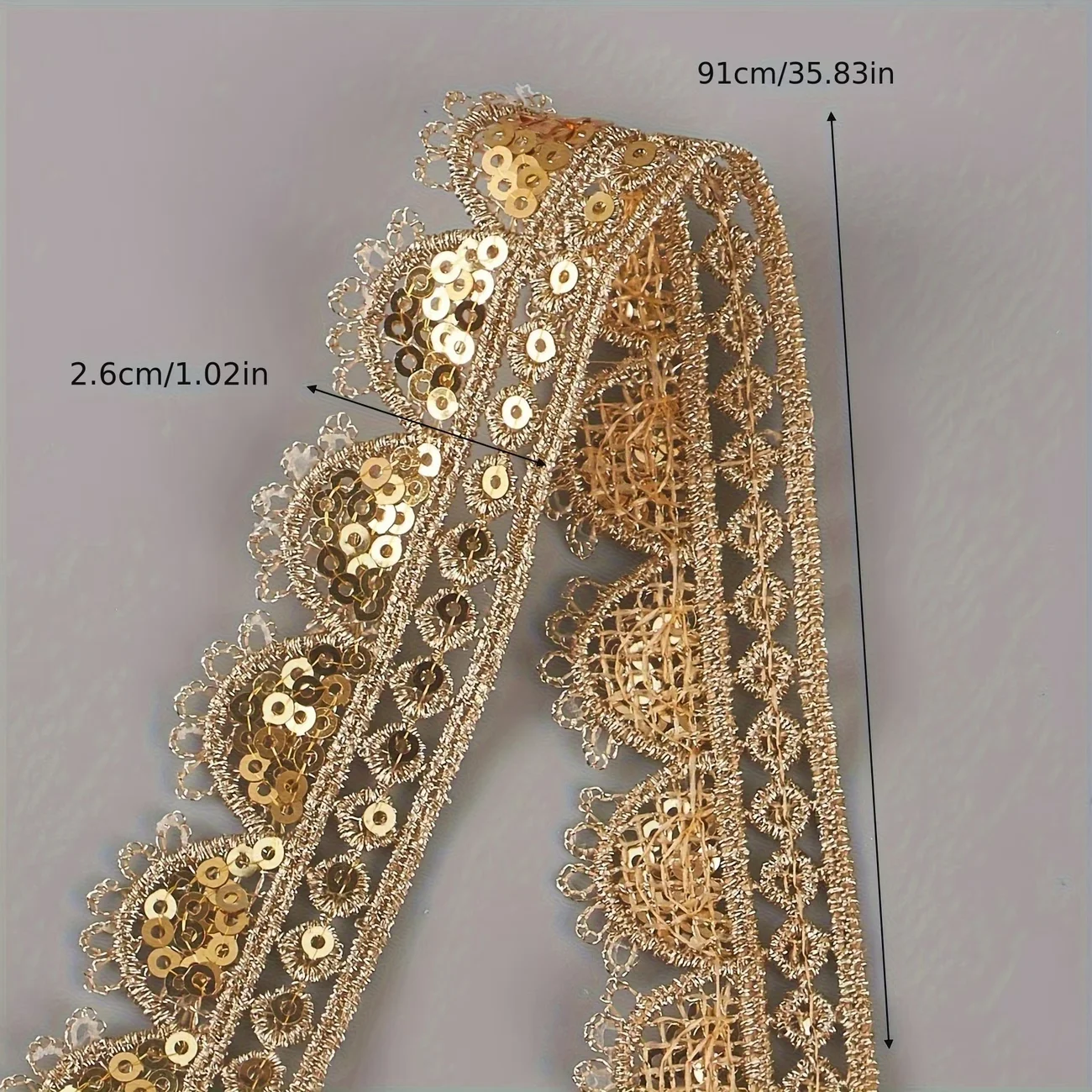 Golden Thread Sequin Lace with Hollow Embroidery, Golden Thread Lace Appliqué, Performance Costume Decorative Accessory Lace