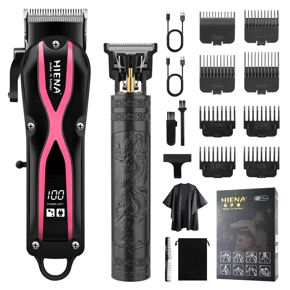 

HIENA Electric Hair Clipper Set USB Rechargeable Cordless Hair Beard Trimmer Professional Barber Salon Hair Cutting Machine