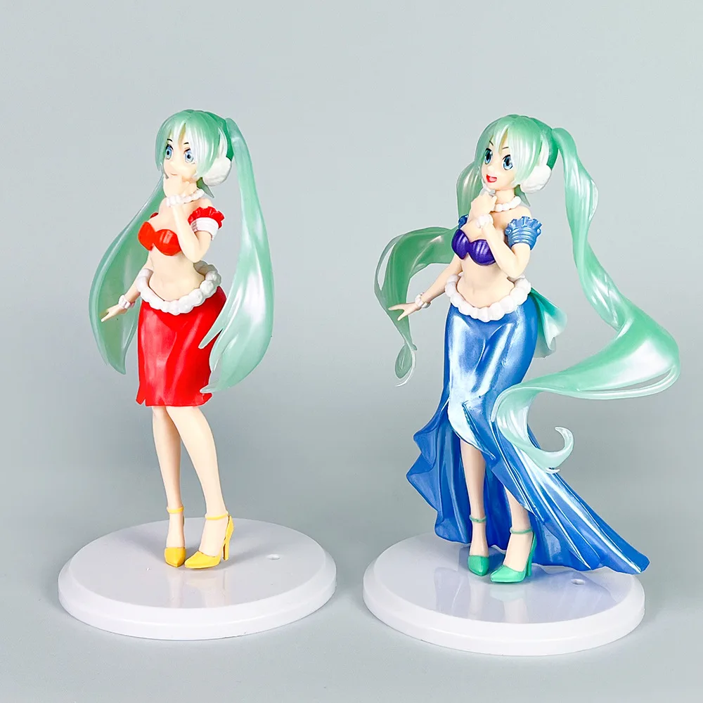 Nuevo 20cm Hatsune Miku figuras de Chica de Anime traje de baño sirena Miku adorno figuritas muñeca modelo coche decoración niños juguetes Fans regalo