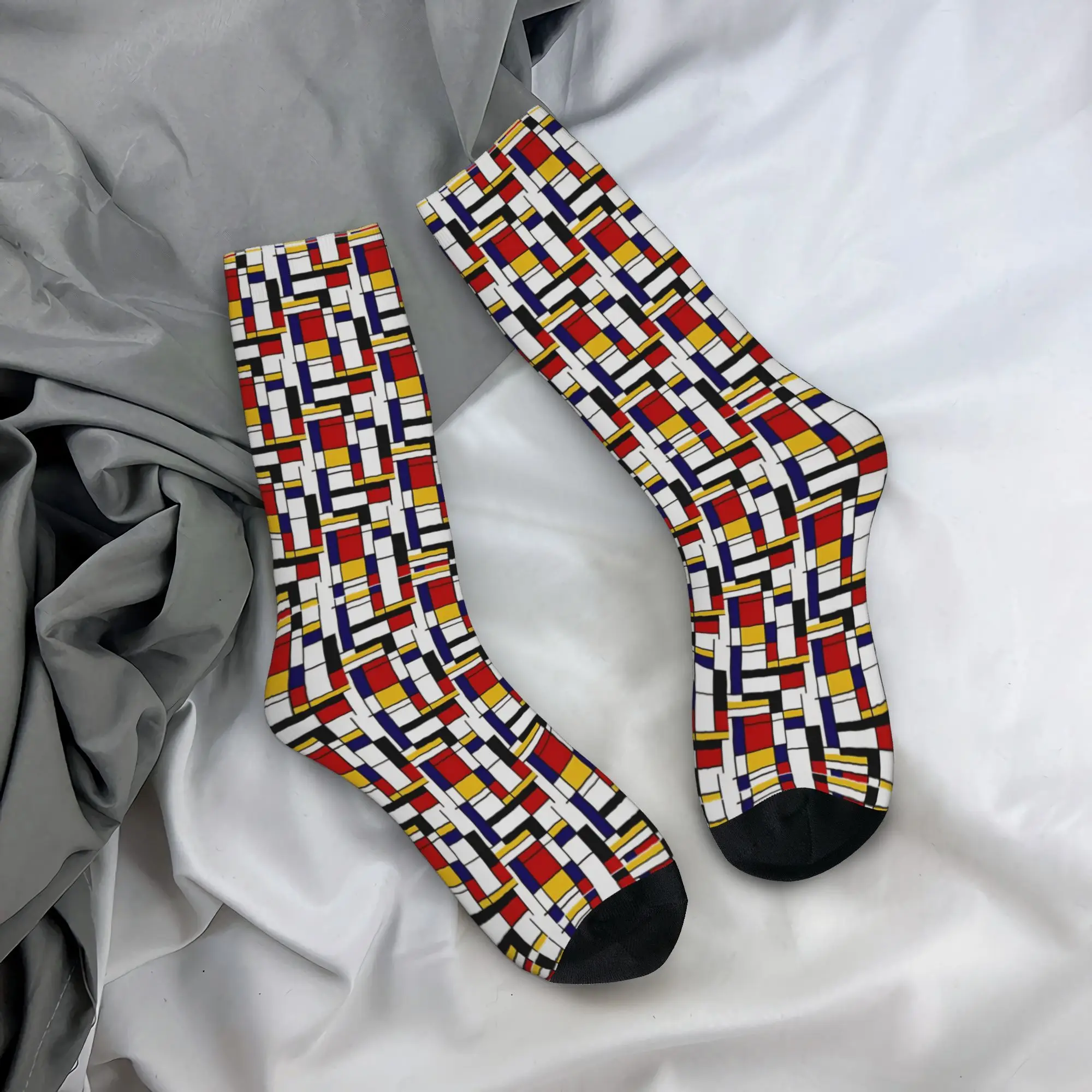 Piet Mondrian Abstract Pop Art Socks  Casual Stockings Unisex Men High Quality Cycling Socks Autumn Graphic Anti Slip Socks