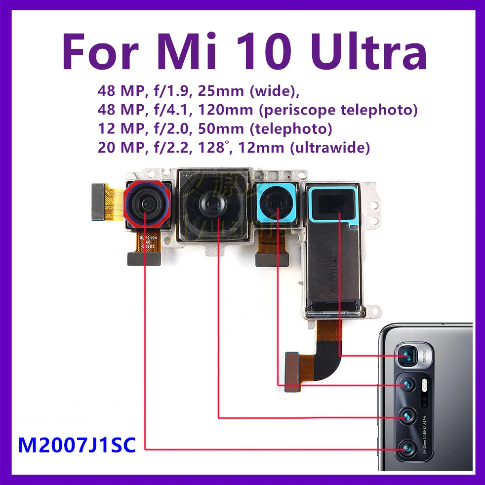 

Rear Camera For Xiaomi Mi 10 Ultra Main Back Camera Module Flex Cable Replacement Spare Parts