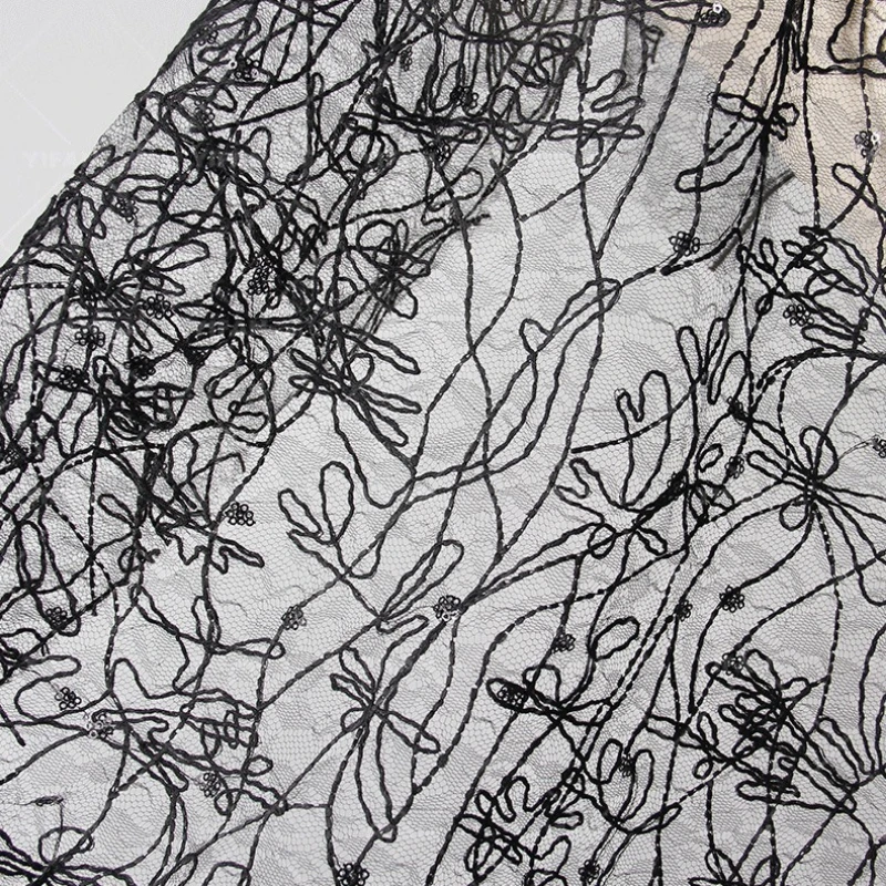 Textured Yarn Embroidered Lace Fabric for Wedding Dresses Skirts Veils Designer Fabric By The Yard