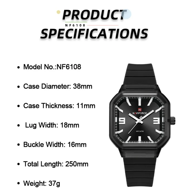 NAVIFORCE High Quality Luminous Pointer Display Women's Simple Watch Silicone Strap Acrylic Watch Mirror Fashion Quartz Watch