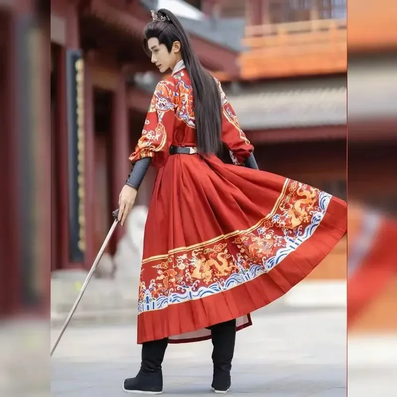 طقم كامل مطرز Hanfu للرجال ، ملابس مطرزة ، سكين ربيعي ، Daming Jinyiwe ، تأثيري صيني تقليدي