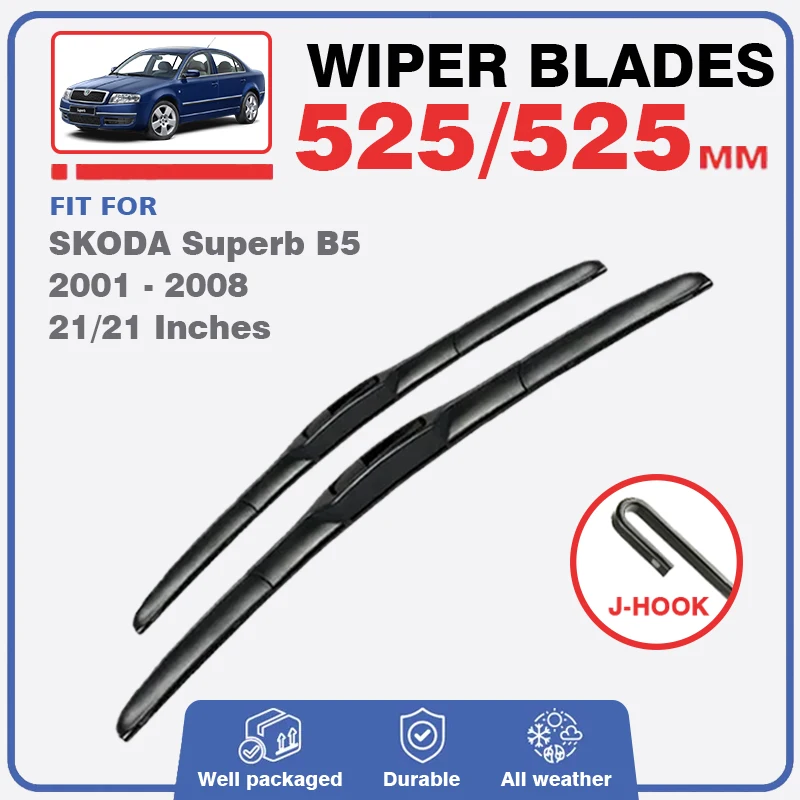 Set For SKODA Superb B5 3U 2001 - 2008 Front Wiper Blades Accessories Windshield Brushes Windscreen Window 2007 2002 2006 2005