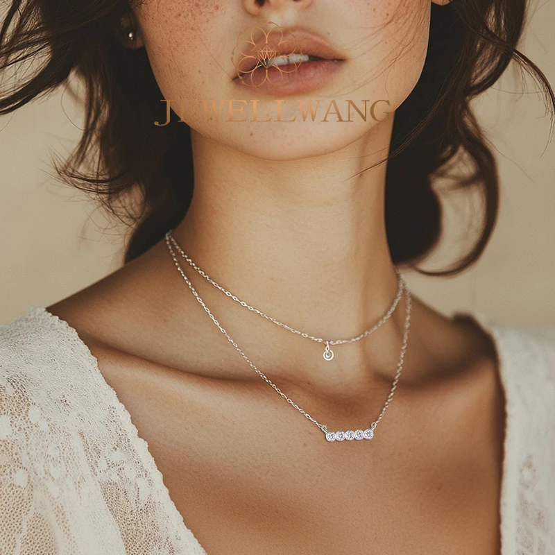 

JEWELLWANG 0,06 каратаX5 изготовленное на заказ лабораторное ожерелье из муассанита для мужчин и женщин серебряное ожерелье S925 праздничные подарки подарок на Хэллоуин