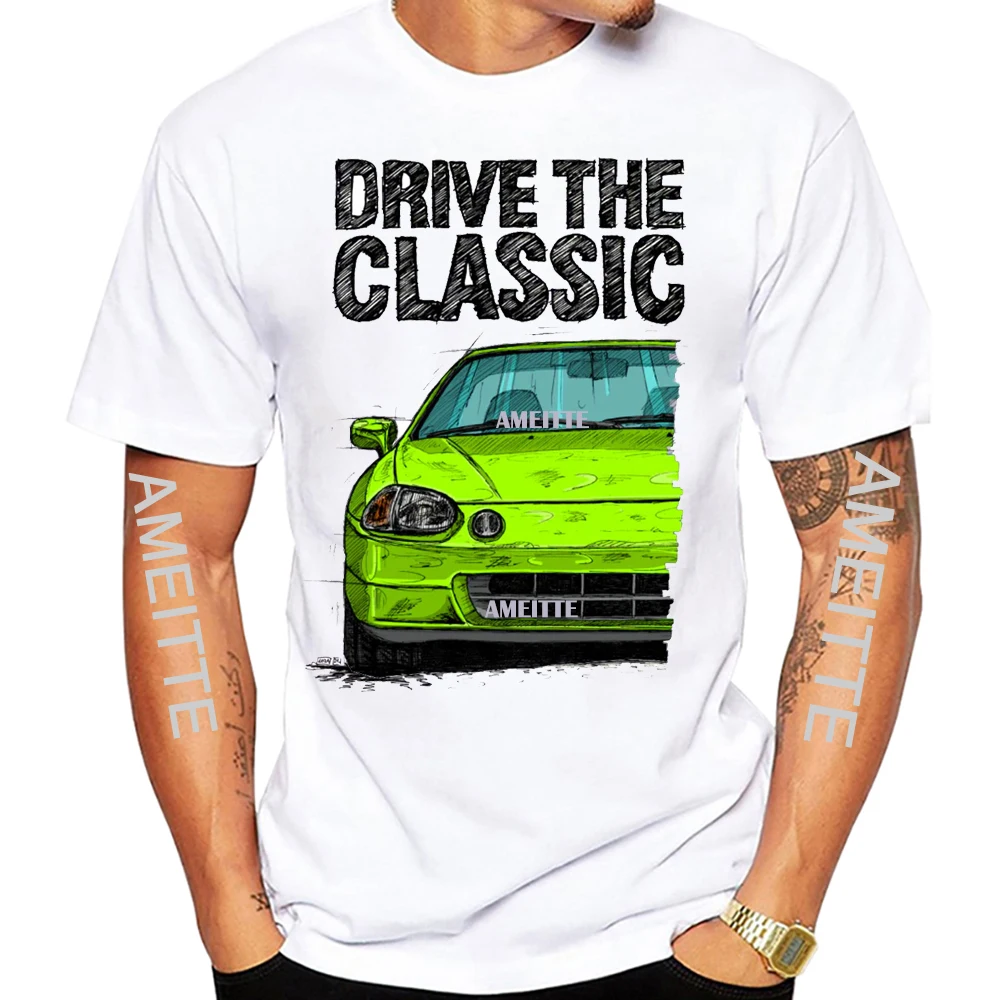 

90's Men Short Sleeve Drive The Classic Del Sol CRX Early Model T-Shirt Boy Hip Hop White Casual Tees Retro Mans Sport Race Tops