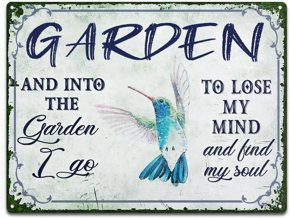 Into the Garden I Go to Lose My Mind and Find My Soul-Garden Signs Funny Garden Vintage Metal Tin Sign Novelty Yard Garden  sign
