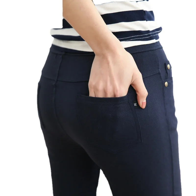 Thiened-mallas de otoño y primavera para mujer, pantalones ket de nueve puntos, pantalones informales para ir al trabajo, mezcla de fibra de cintura l