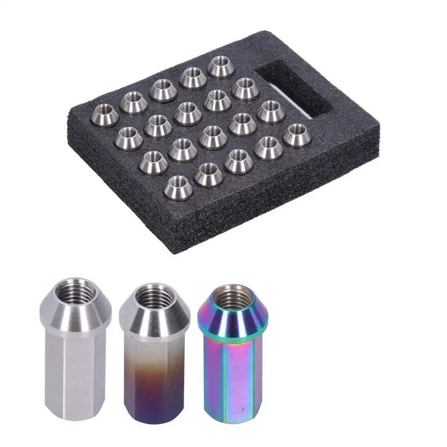 20pcs Wheel Lug Nuts M12x1.5 / M12x1.25 / M14x1.5 / 1/2-20 Thread 45mm Height T304 Stainless Steel for Car Modification