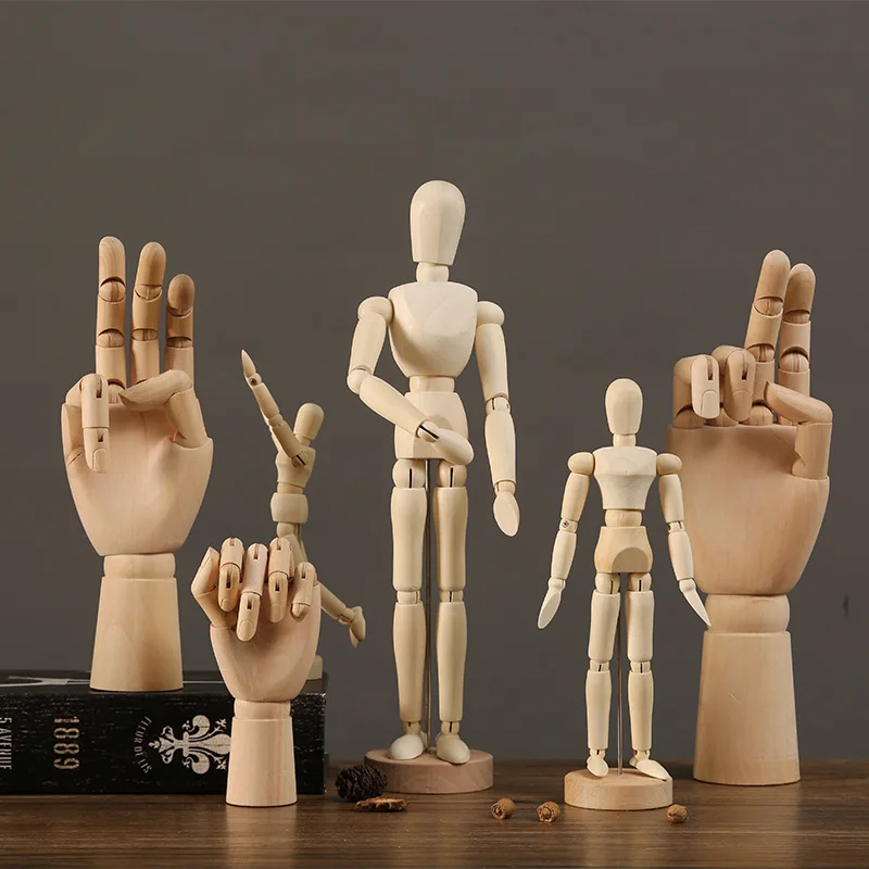 Multi-Size-Massivholz-Gelenk, menschliches Körpermodell, aktive Körpergelenk-Statue, Kunstunterricht, menschlicher Körper, Kunst, Darstellung, Action-Puppe, lustiges Spielzeug