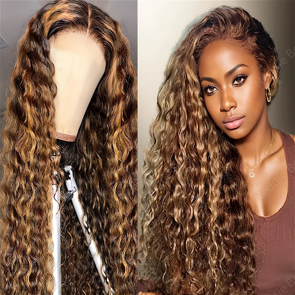 

Highlight Brazilian Lace Frontal Wigs 13x6 HD Transparent 30 40 Inch Colored Curly Human Hair Deep Wave Chioce For Women Wig