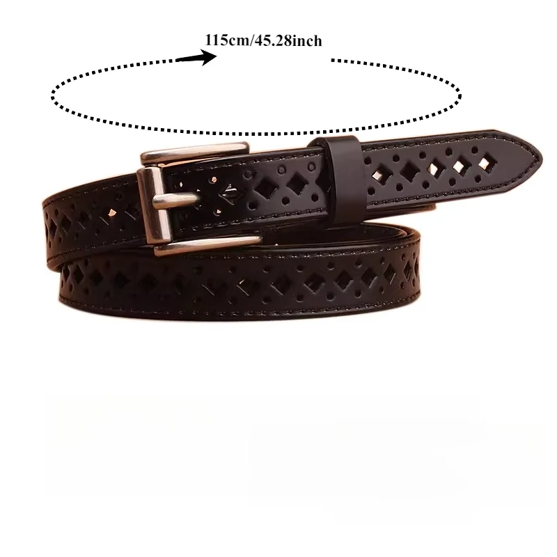Unique Minimalist No-Hole-Punching Women's Belt Fashionable Everyday Versatile Belt with Openwork Accents and Stylish Design