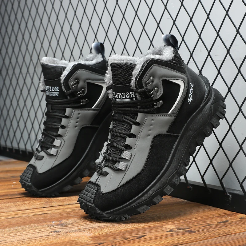 

Брендовые мужские походные ботинки, непромокаемые кожаные повседневные зимние ботинки для мужчин, модные кроссовки для скалолазания, нескользящие уличные рабочие ботинки