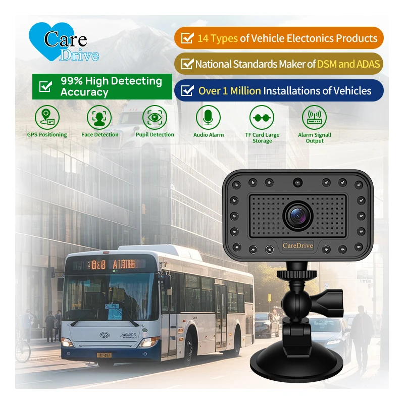 Caredrive DSM Driver Fatigue Alert Real-Time Bus Fleet Safety Monitoring System Electronics Gadget Sleep Alarm Artificial Sensor