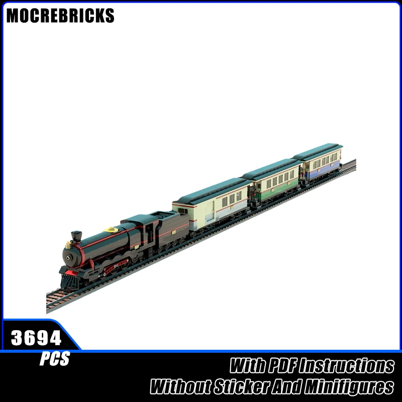 

MOC городской железнодорожный транспорт паровой поезд пассажирский карета строительные блоки модель кирпичи игрушки для мальчиков Рождественский подарок