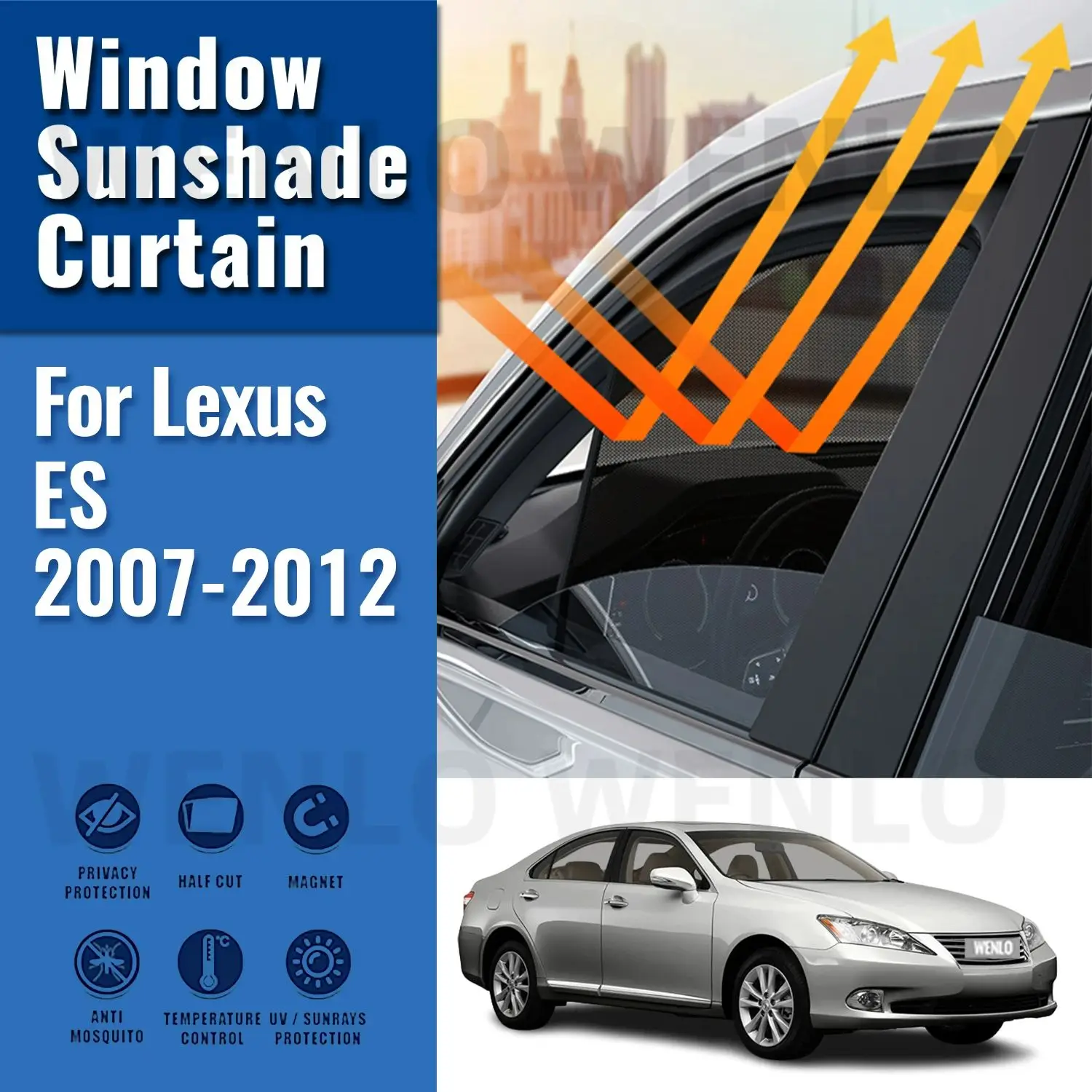 

For Lexus ES 2006-2012 250 ES350 ES240 Magnetic Car Sunshade Shield Front Windshield Curtain Rear Side Window Sun Shade Visor