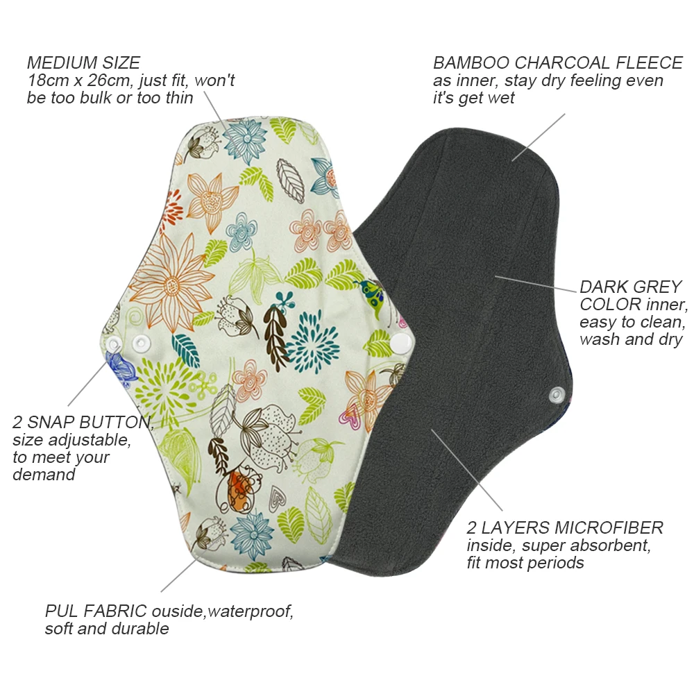 فوط صحية قابلة للغسل للحيض لكبار السن ، قماش ماص ، فحم الخيزران ، فوط سلس البول للنساء #2