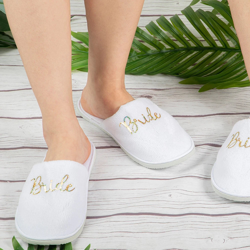 Personalized Bachelorette Party Favor Bride Bridesmaid Name Slippers Bridal Shower Supplies Wedding Spa Day Slippers Hen Do Gift