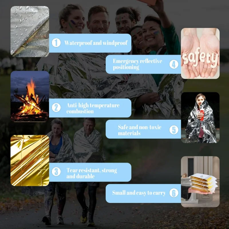 5 SZTUK Dwukolorowe Srebrno-Zł – Survival Blanket Reflective recenzja i cena