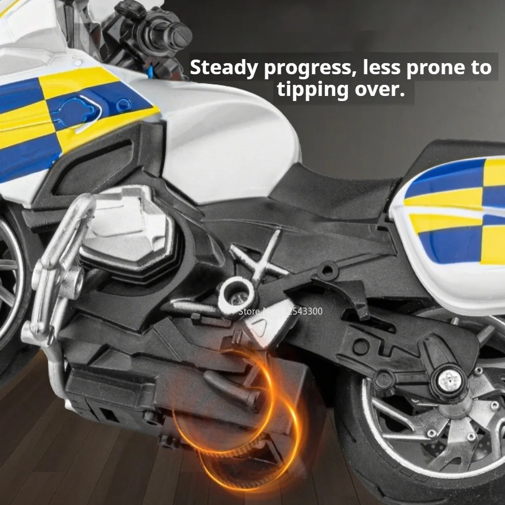 1:14 R1250RT Police Car Model Toy Sound Light Shock Absorption Cars Pull Back Front Wheel Steer Models Living Room Decoration view 6