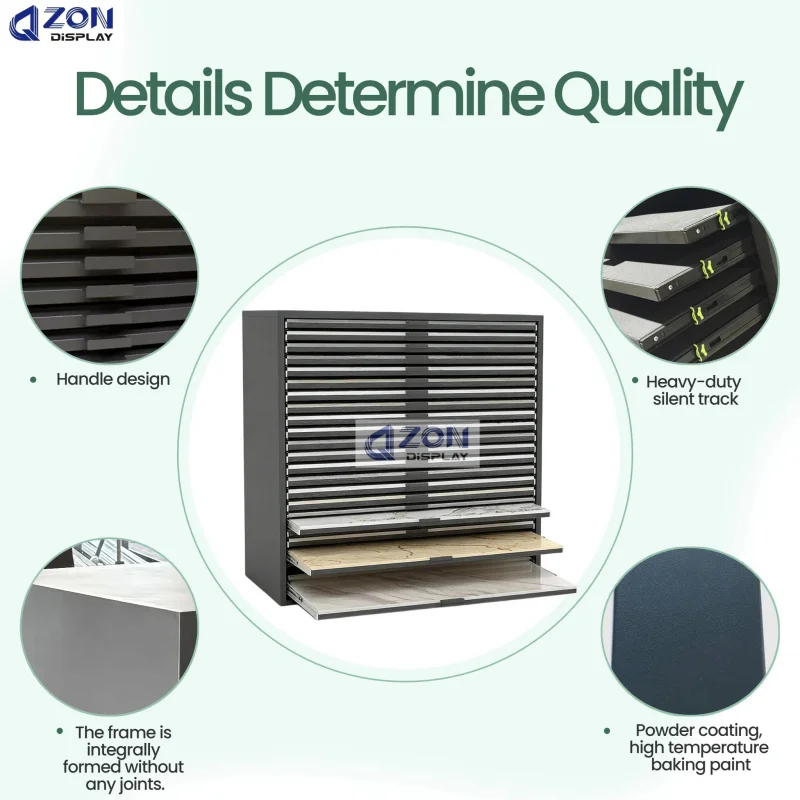 custom.Customized Tile Drawer Display Cabinet Sliding Rack High Capacity Ceramic Marble Quartz Granite Stone S