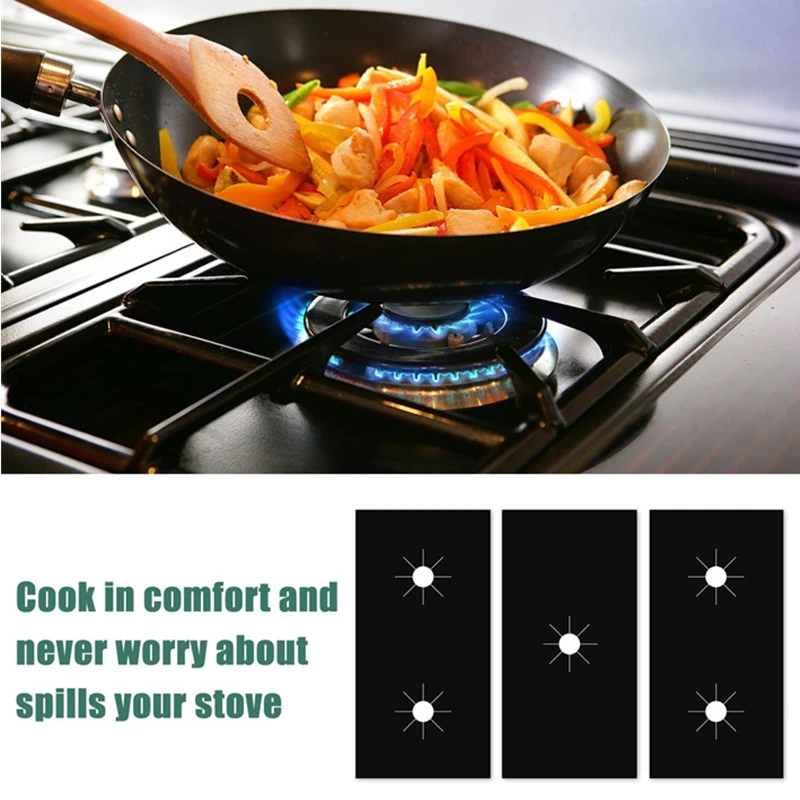 3pcs/set Gas Stove Protectors Cover Oven Liner Topper Cropable 5 Holes Anti-Oil Gas Range Stovetop Burner Cooker Protective Mat