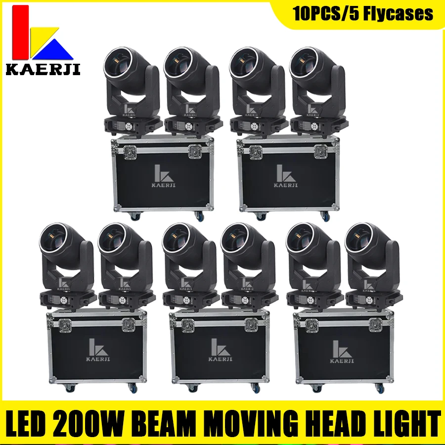 No Tax 5 Flycases 10PCS 200W Beam Spot LED Moving Head Wash Pro Sound Disco Party Nightclub Bar Wedding Live Activity Stage