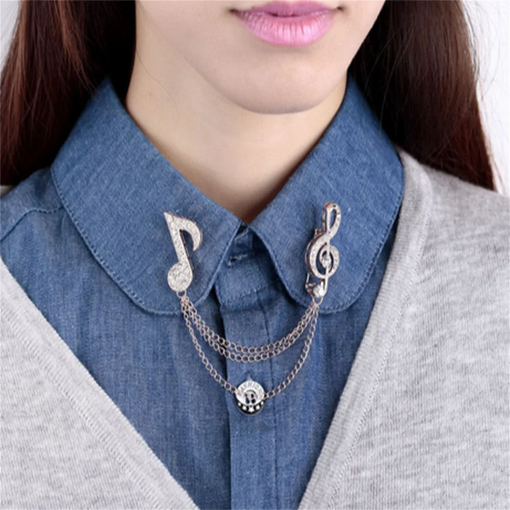 Spilla a forma di nota di moda coreana per le donne modello di nota di lusso con geometria strass zircone accessori per gioielli in cristallo regalo