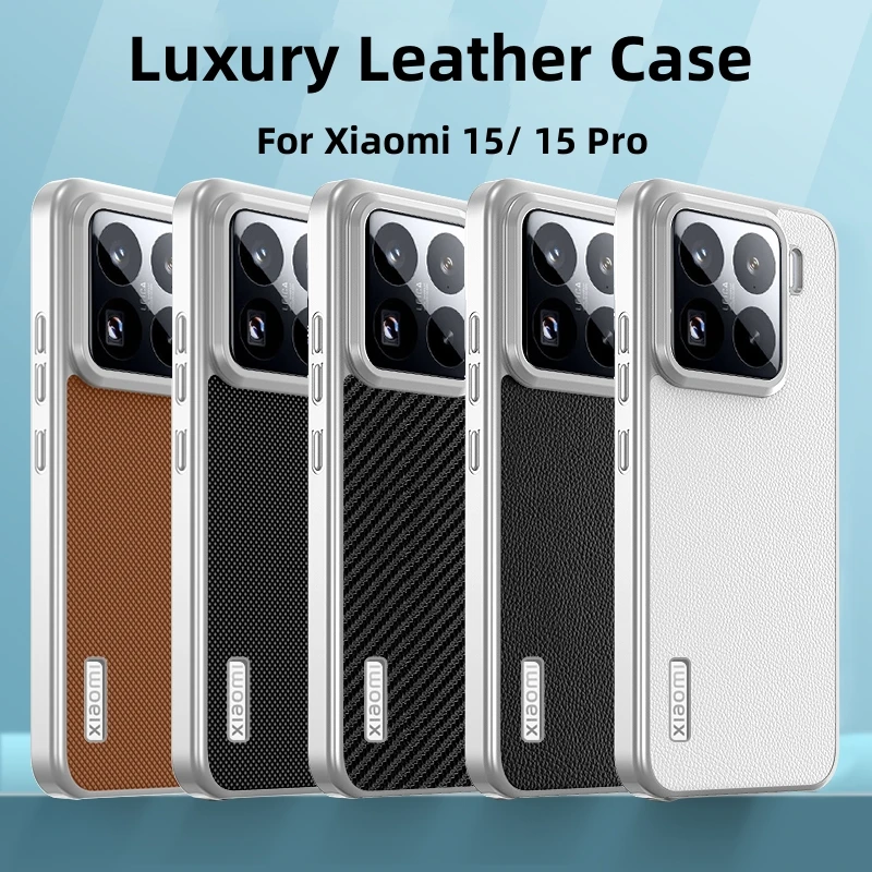 Case For Xiaomi 15 Pro Cover Luxury Leather PC Shockproof Case For Xiaomi 15 MI15 Kevlar Stripe Bumper Xiaomi15 Funda