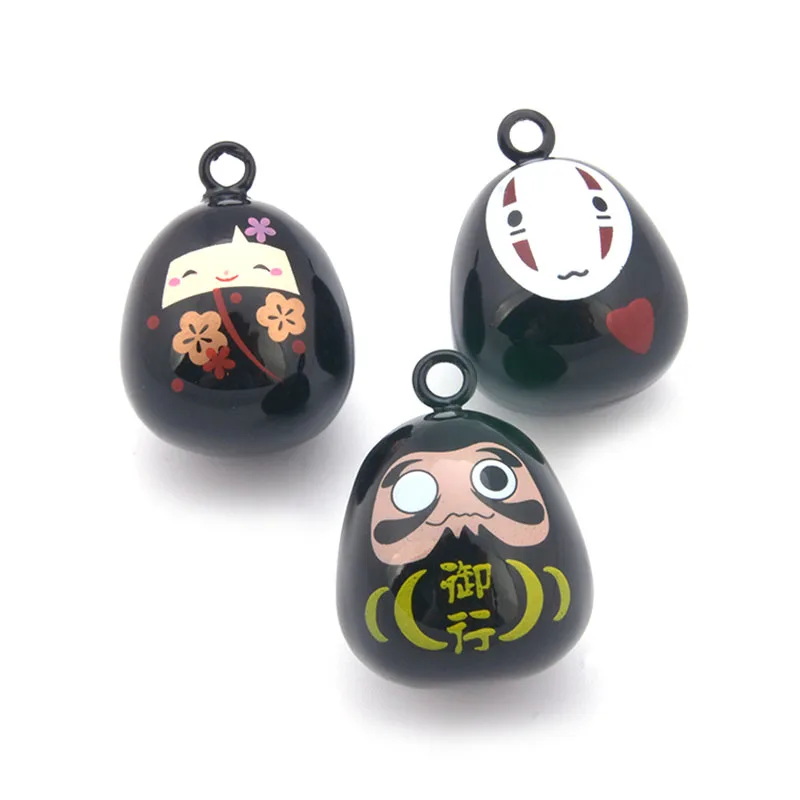 Many Styles Daruma Cartoon Doll Jingle Bells Good Luck Close Charms Necklace Pendant Accessories Jewelry Craft Findings