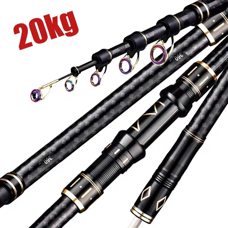 

2.1m-4.5m Telescopic Fishing Rod Travel Surf Rod Spinning Power 10-250g Distance Throwing Pole High Carbon Baitcasting Rod