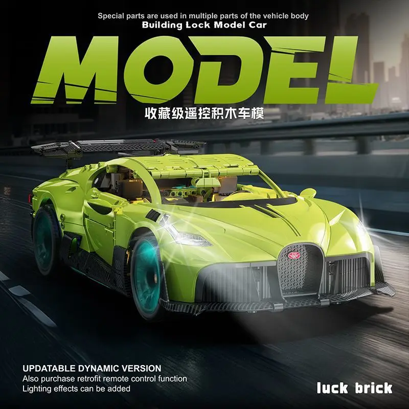 

New J2023 1488pcs 1:10 MOC Technical RC Sports Car Building Blocks Bricks Assembling Model Toys for Boys Birthday Gift Set