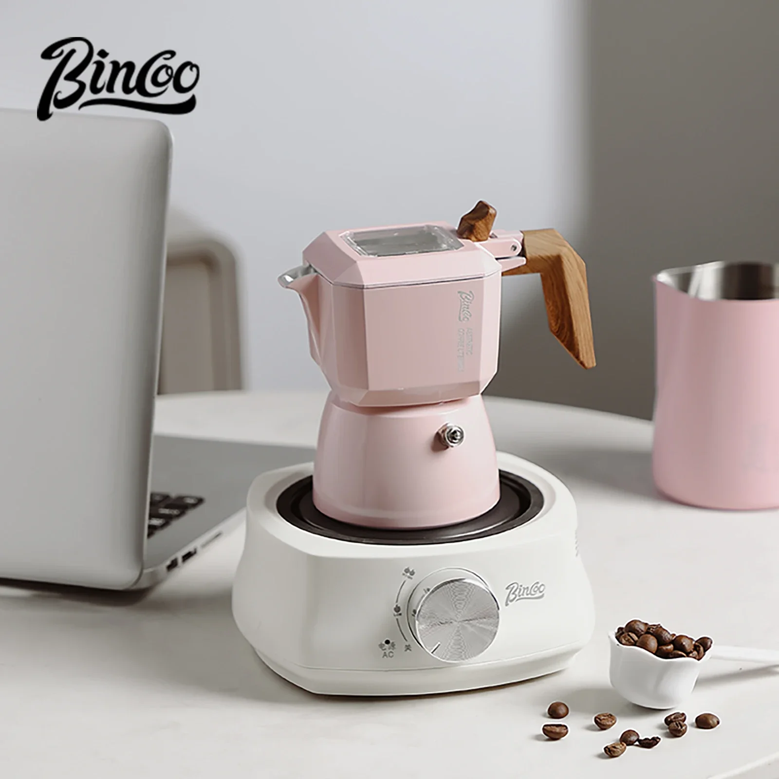 

Bincoo Dual Valve Moka Pot Espresso Mocha Pot Hand Brewed Coffee Pot Electric Furnace Set Italian Home Outdoor Barista Tool 220V